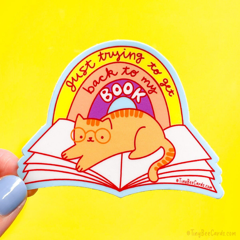 Reading Cat "Just Trying to Get Back to My Book" Vinyl Sticker