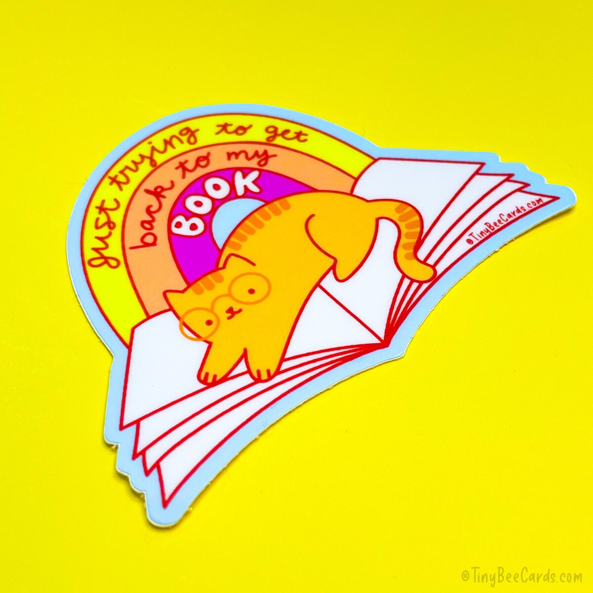 Reading Cat "Just Trying to Get Back to My Book" Vinyl Sticker